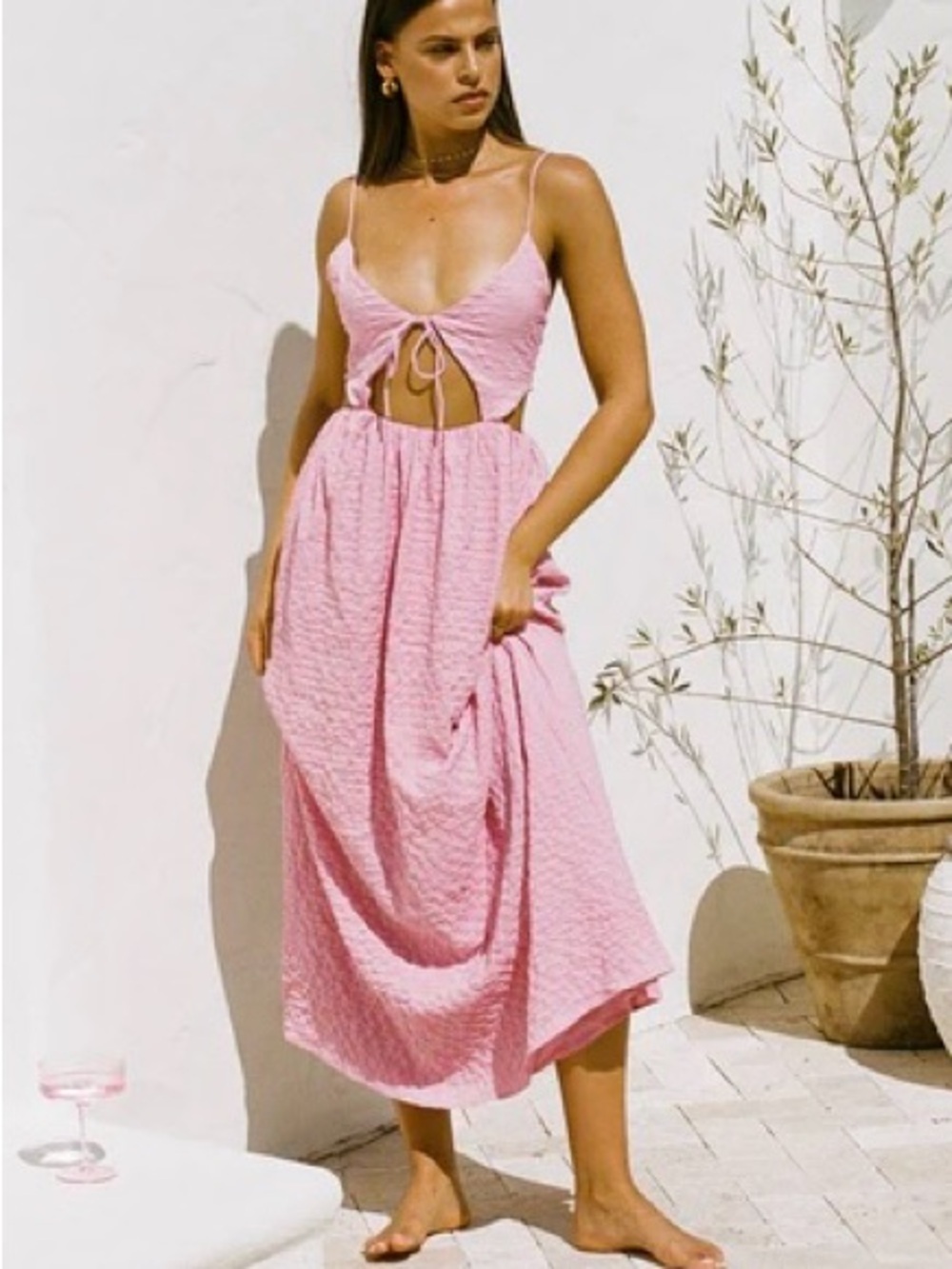 Sabo Skirt Savannah Pink Women’s Cutout Romantic Maxi Dress Sz L